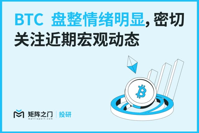 Matrixport投研：BTC 盘整情绪明显，密切关注近期宏观动态