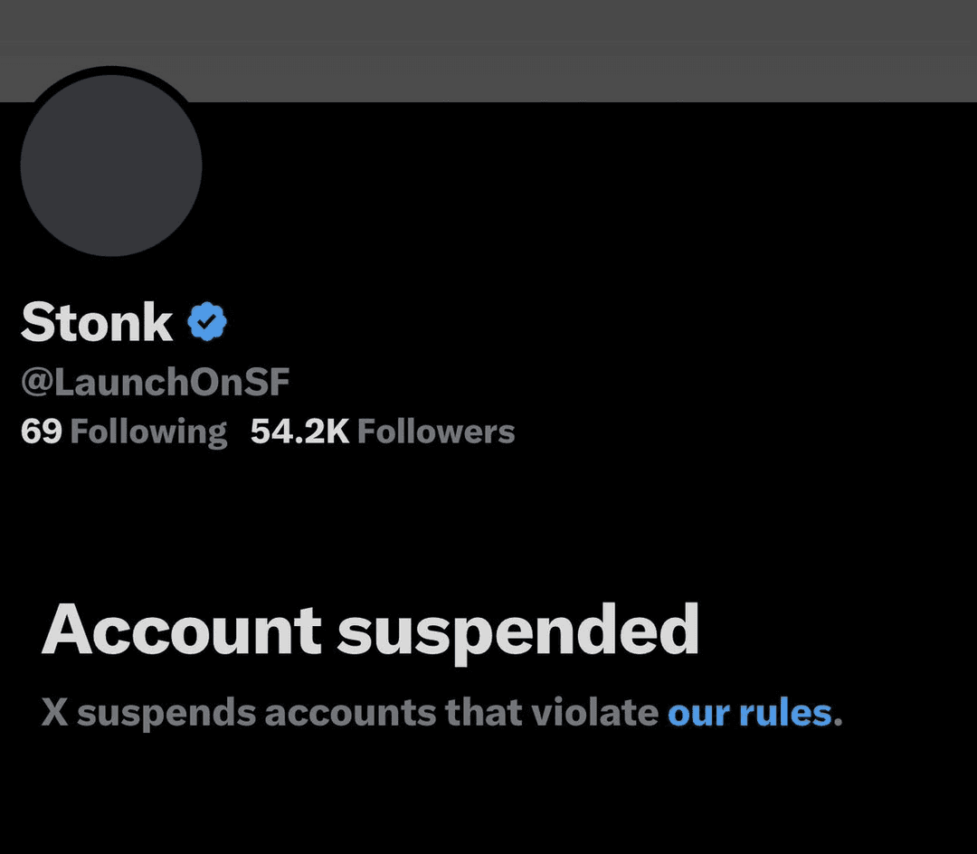 StonkFun官方X账号短暂遭封禁后恢复正常