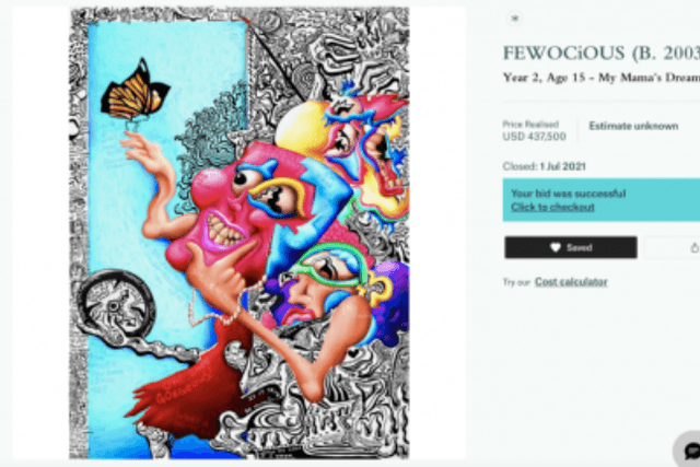 Justin Sun bids nearly $440,000 for Fewocious's NFT work