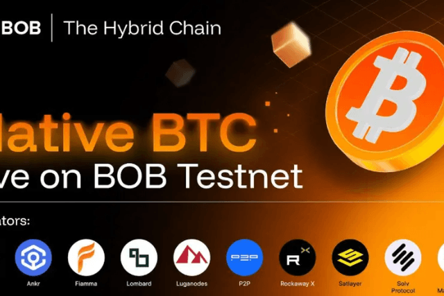 BOB 宣佈在BitVM測試網將原生BTC引入DeFi系統，Lombard、Solv Protocol、Fiamma等十家機構提供支持