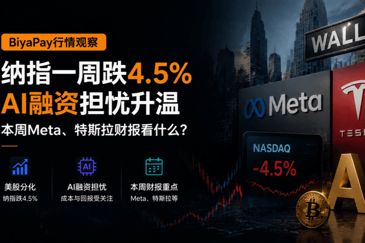 BiyaPay Market Watch | Nasdaq Falls 4.5% in a Week as AI Financing Concerns Intensify — What to Watch in Meta and Tesla Earnings This Week